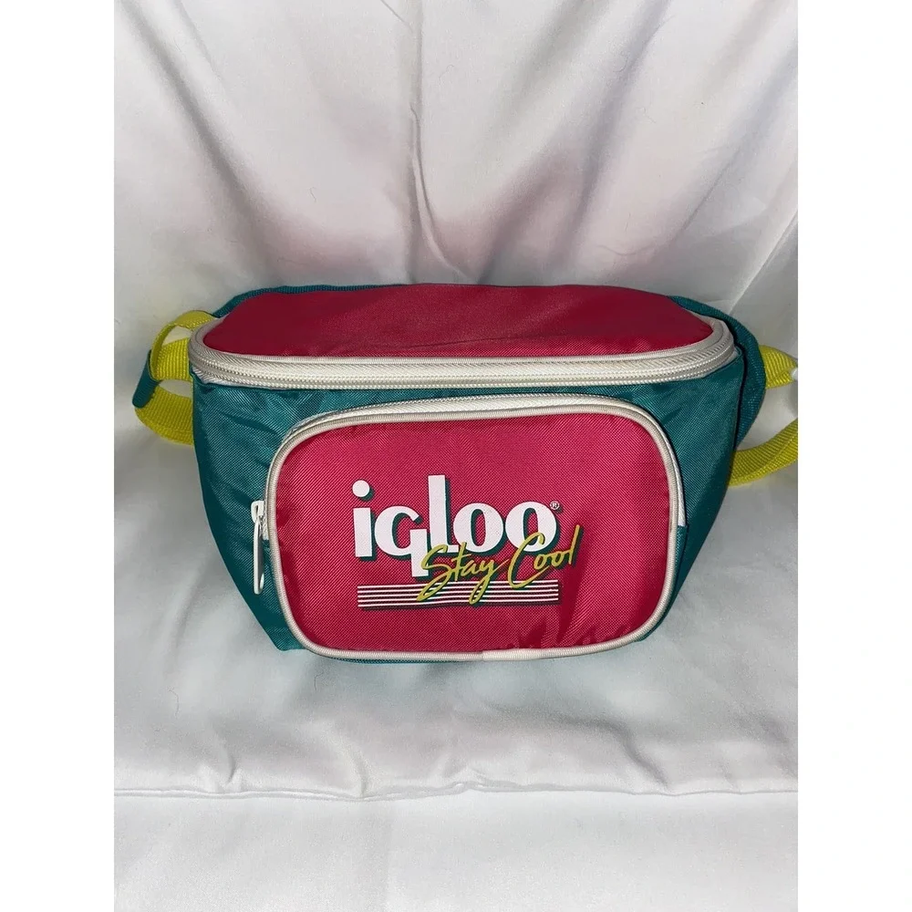 Retro 80s 90s Igloo Cooler Fanny Pack‎ Neon Belt Bag Insulated Festival Beach
